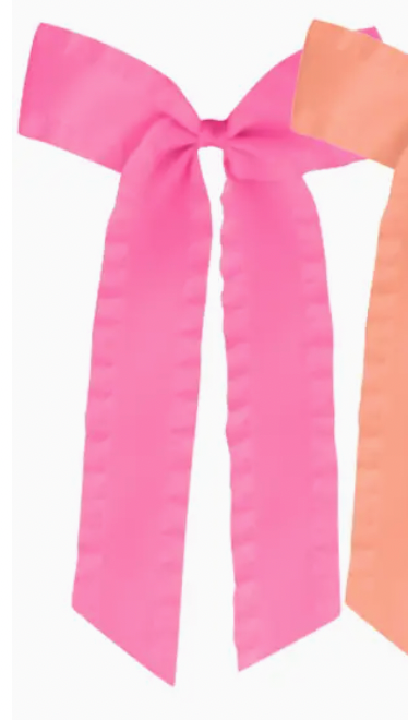 Pastel Pink Satin Ruffle Long Tail Bow