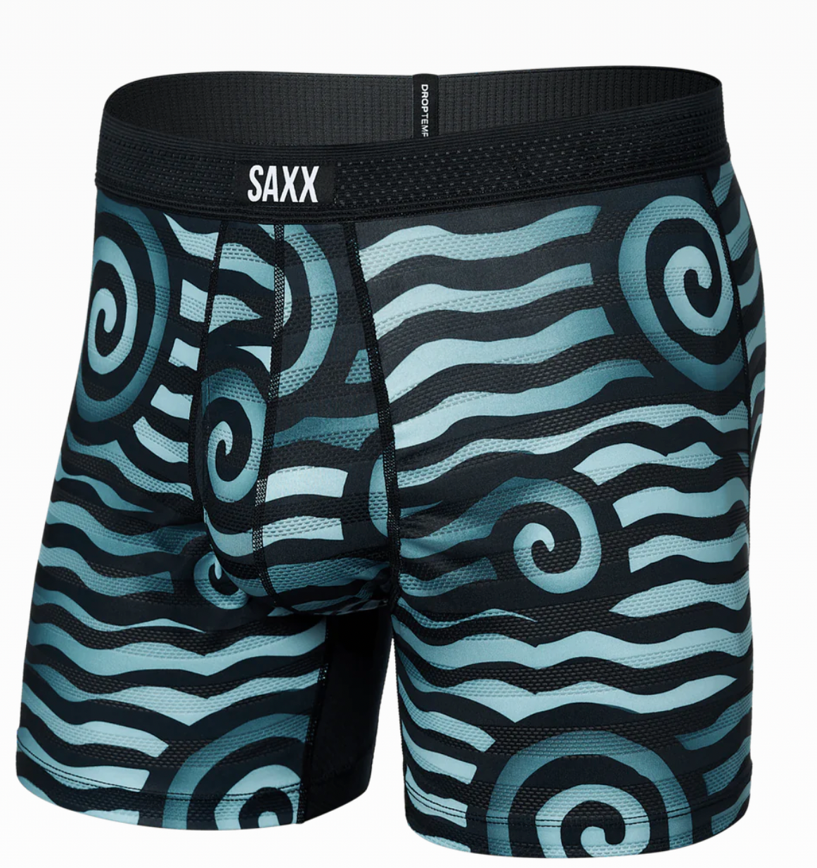 Saxx DropTemp Cooling Mesh Boxer Brief / Rip Tide Stripe- Navy Blue