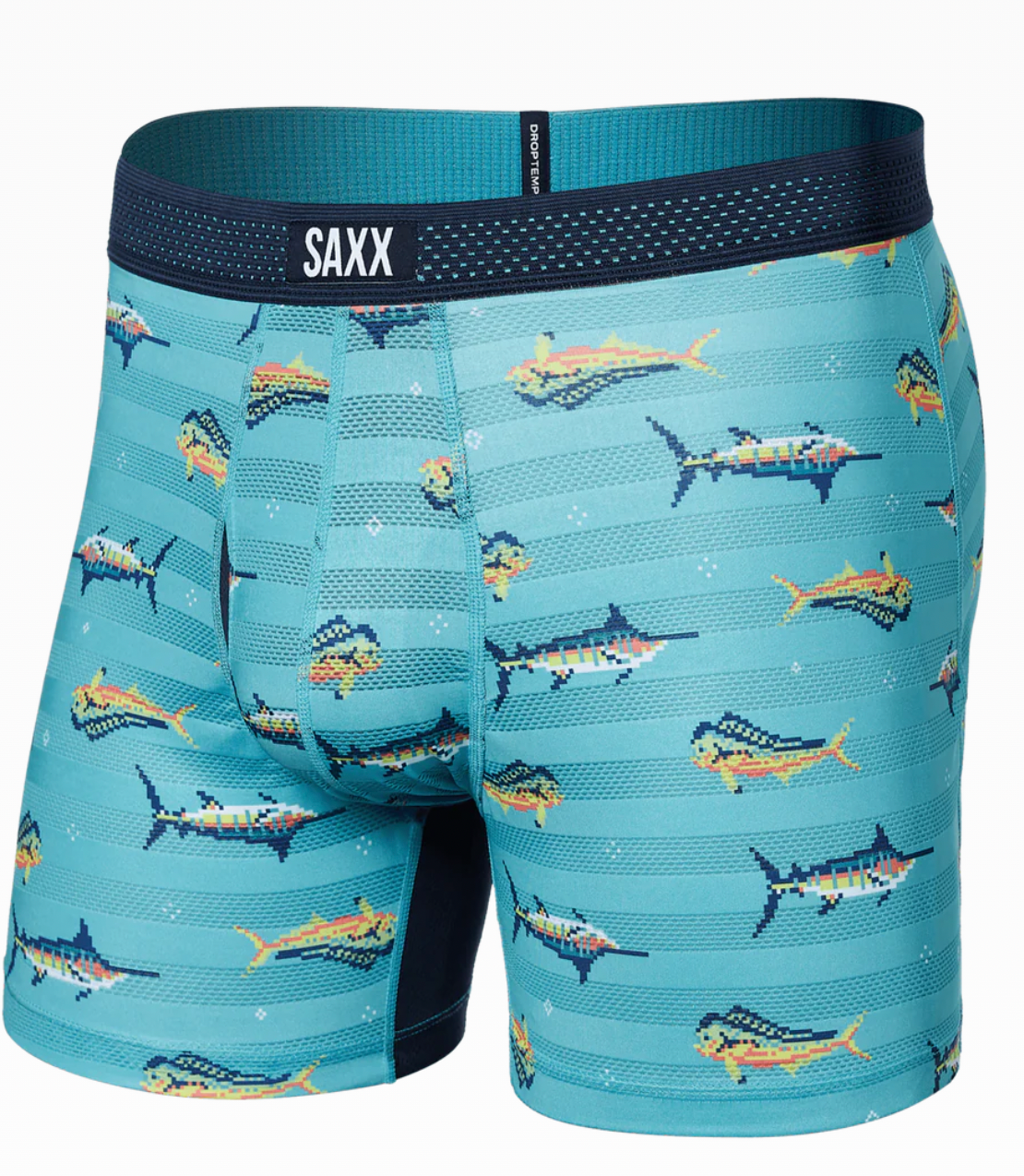 Saxx DropTemp Cooling Mesh Boxer Brief / Trophy Catch- Turquoise