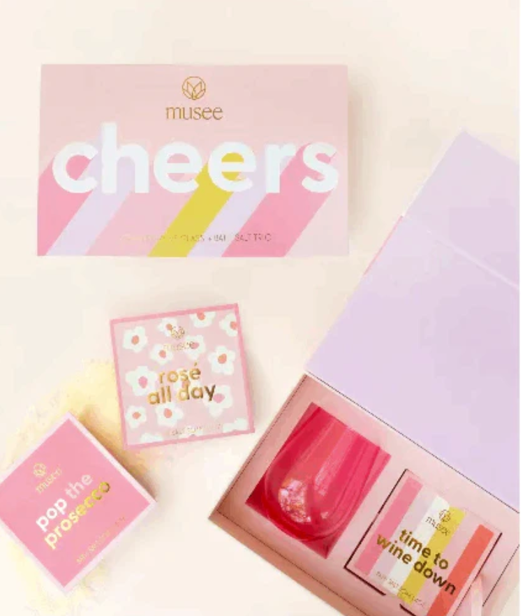 Musee Cheers Wine Glass & Bath Salt Box