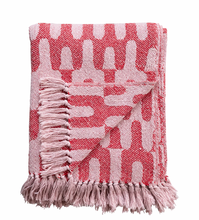 Woven Recycled Cotton Blend Fringe Detail Pattern Throw