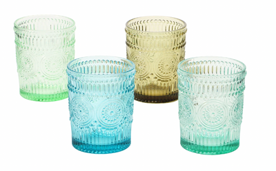 Embossed Drinking Glasses (Set of 4 Colors)