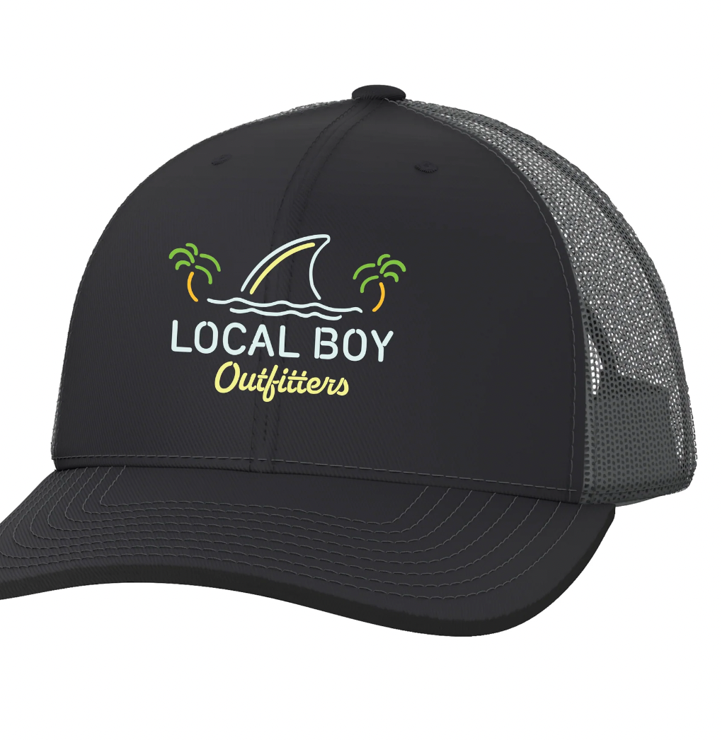 Local Boy Shark Fin Embroidery Hat- Black/Charcoal