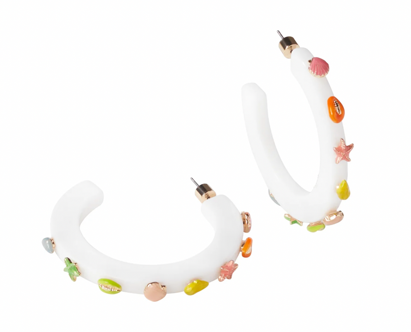 Smith & Co. Coastal Jewel Hoop- White Multicolor