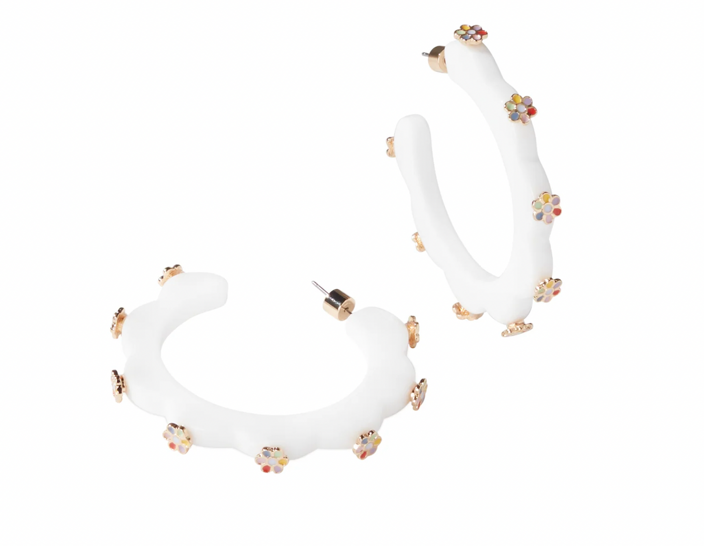 Smith & Co. Groovy Jewel Hoops- White Multicolor