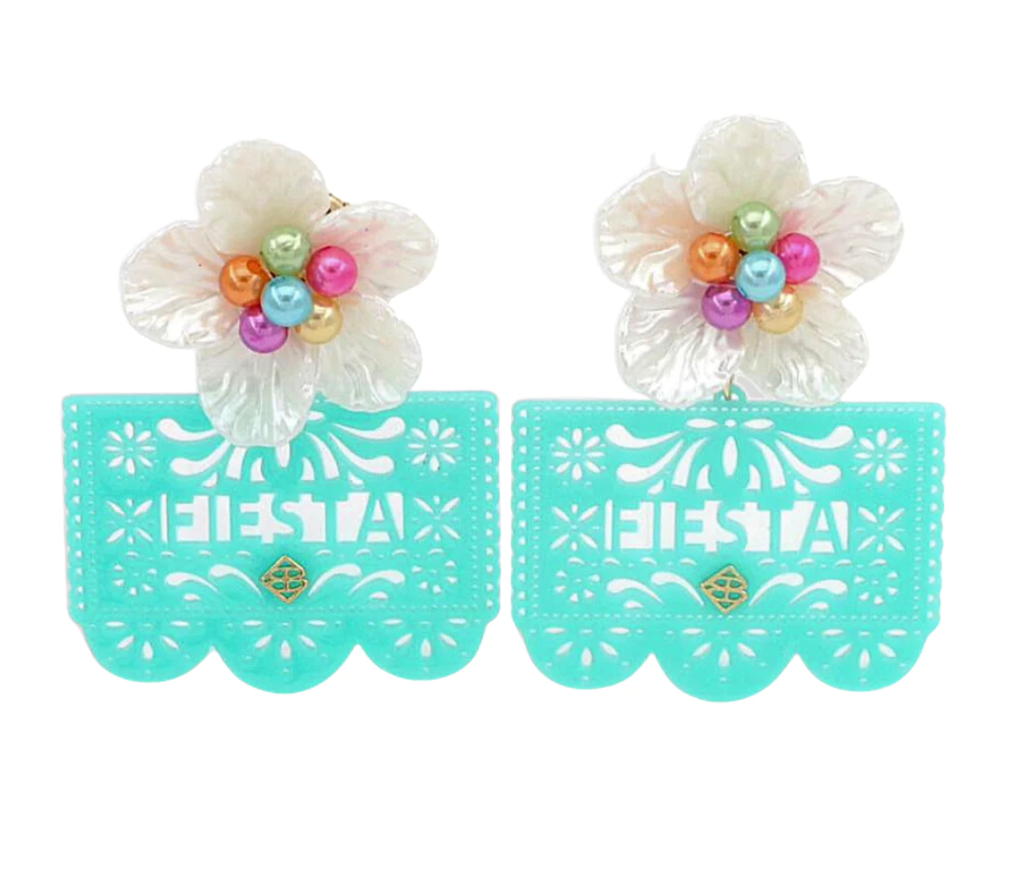 Brianna Cannon Turquoise Fiesta Papel Picado Earrings