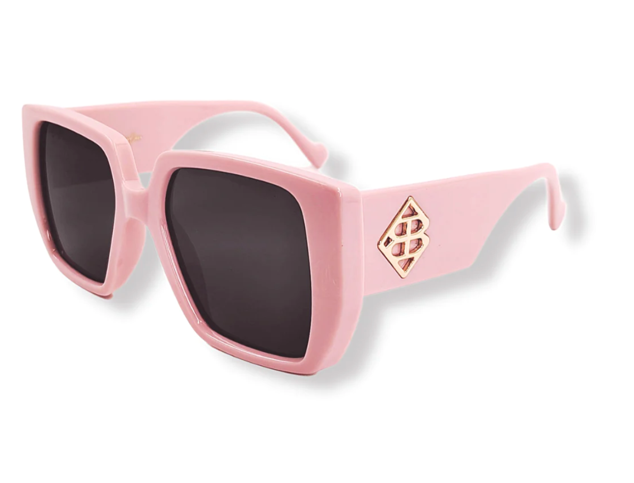 Brianna Cannon Perfect Pink Square Sunglasses with Polarized Lenses