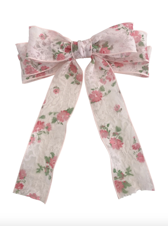 Gemelli Pink Floral Hair Bow