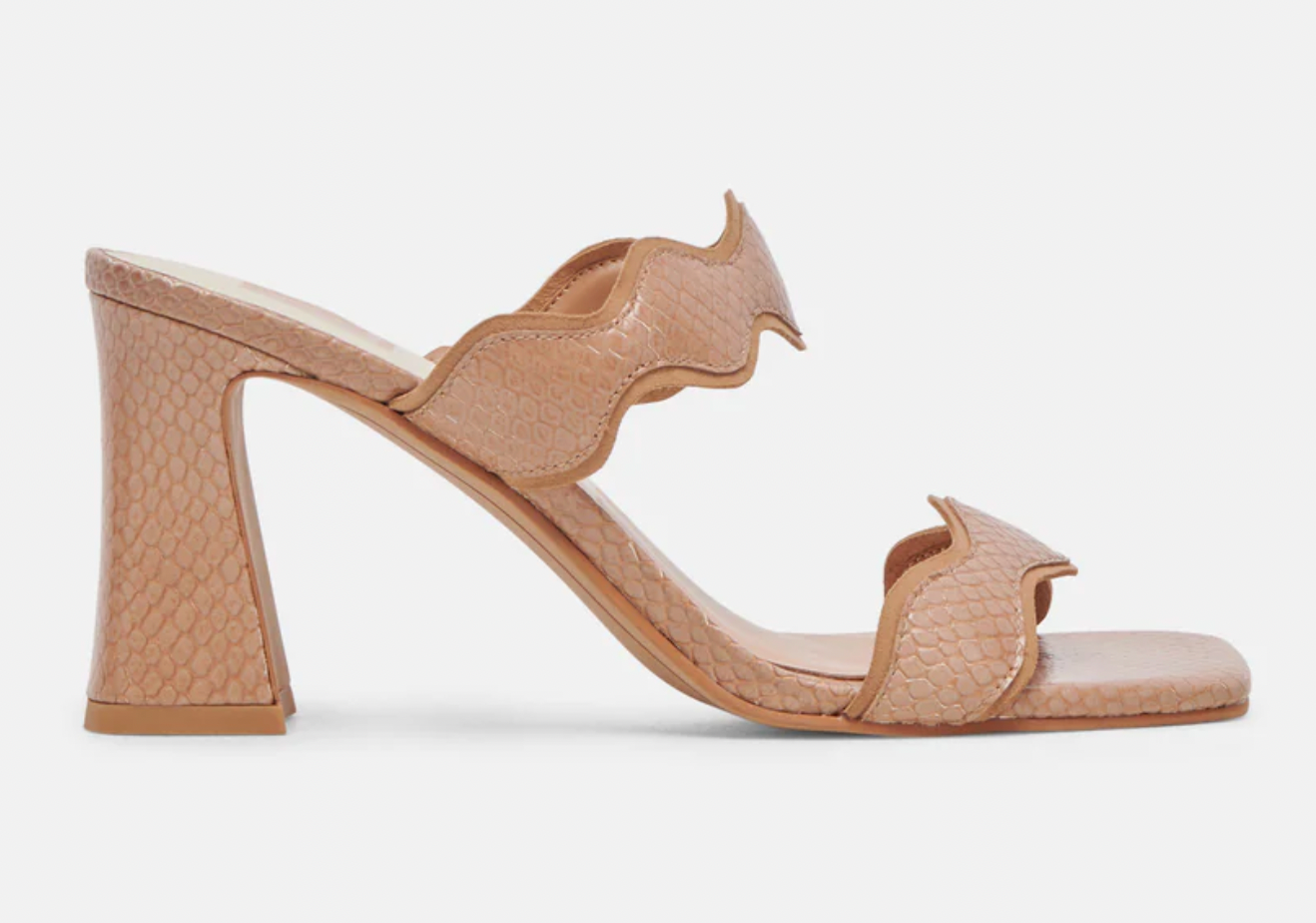 Dolce Vita Ilva Heels in Toffee Embossed Leather