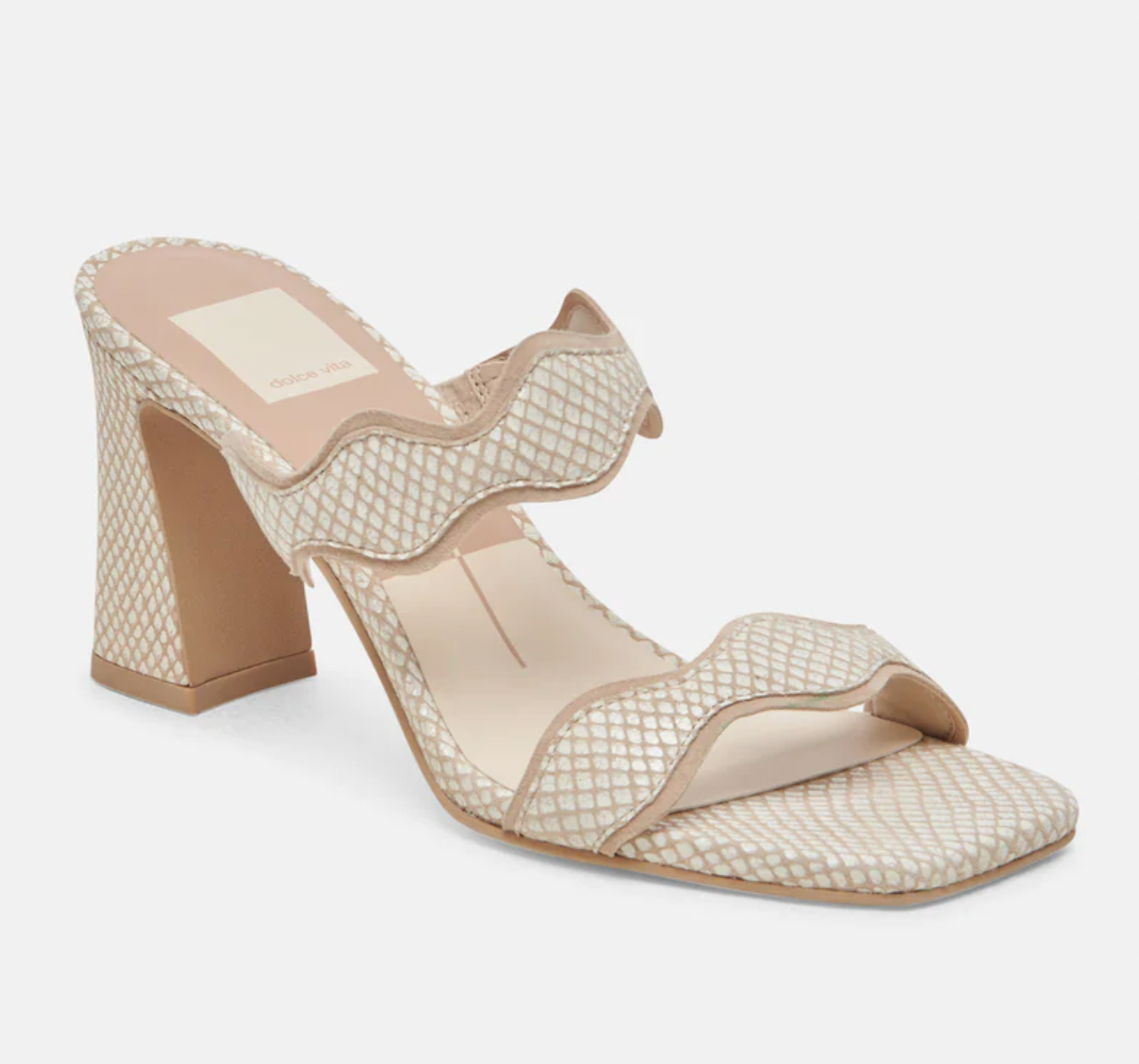 Dolce Vita Ilva Heels in White Natural Embossed Leather