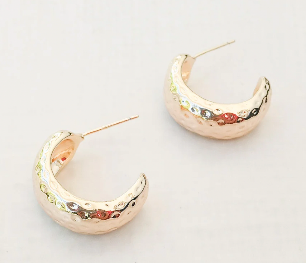 Virtue Jewelry Gold Hammered Thick Hoops