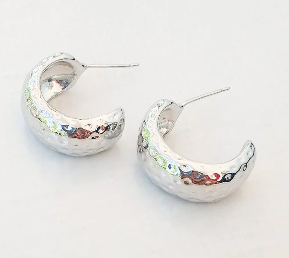 Virtue Jewelry Silver Hammered Thick Hoops