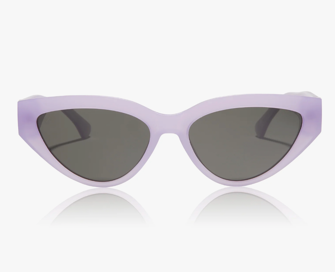 Dime Eyewear Last Call Lavender Fog Crystal Solid Grey Polarized Sunglasses