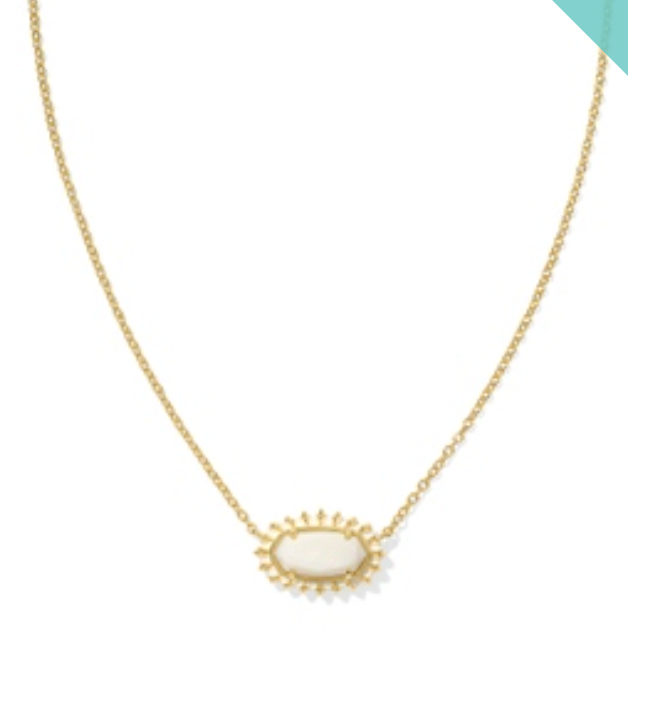 Kendra Scott Elisa Color Burst Frame Short Pendant Necklace in White Mother of Pearl