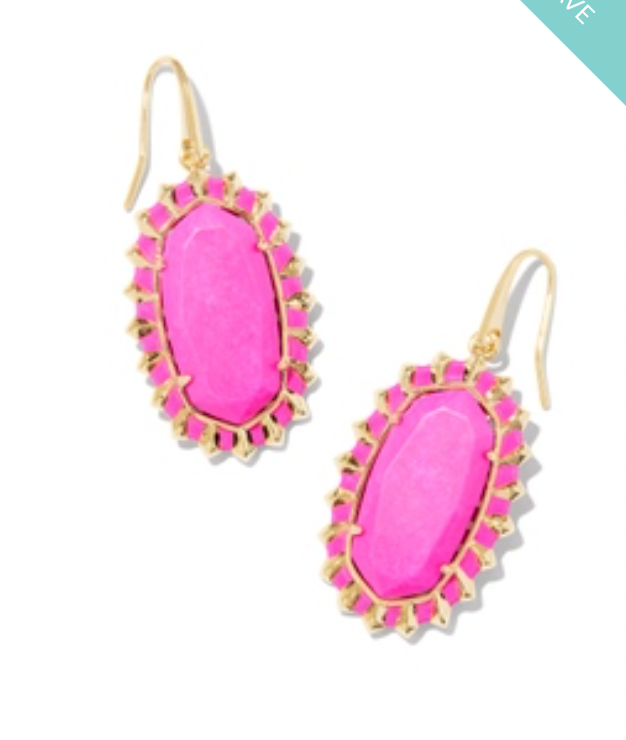 Kendra Scott Dani Color Burst Frame Drop Earrings in Neon Pink