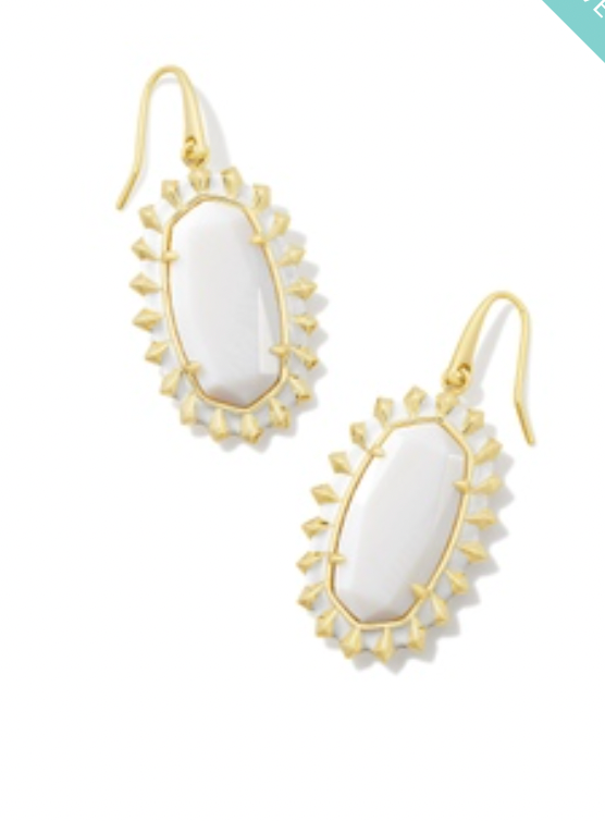 Kendra Scott Dani Color Burst Frame Drop Earrings in White Mother of Pearl