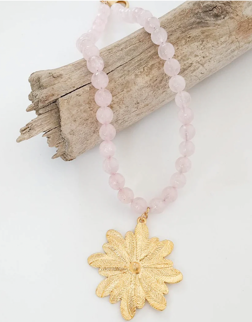 Virtue Jewelry Gemstone Flower Necklace - Blush