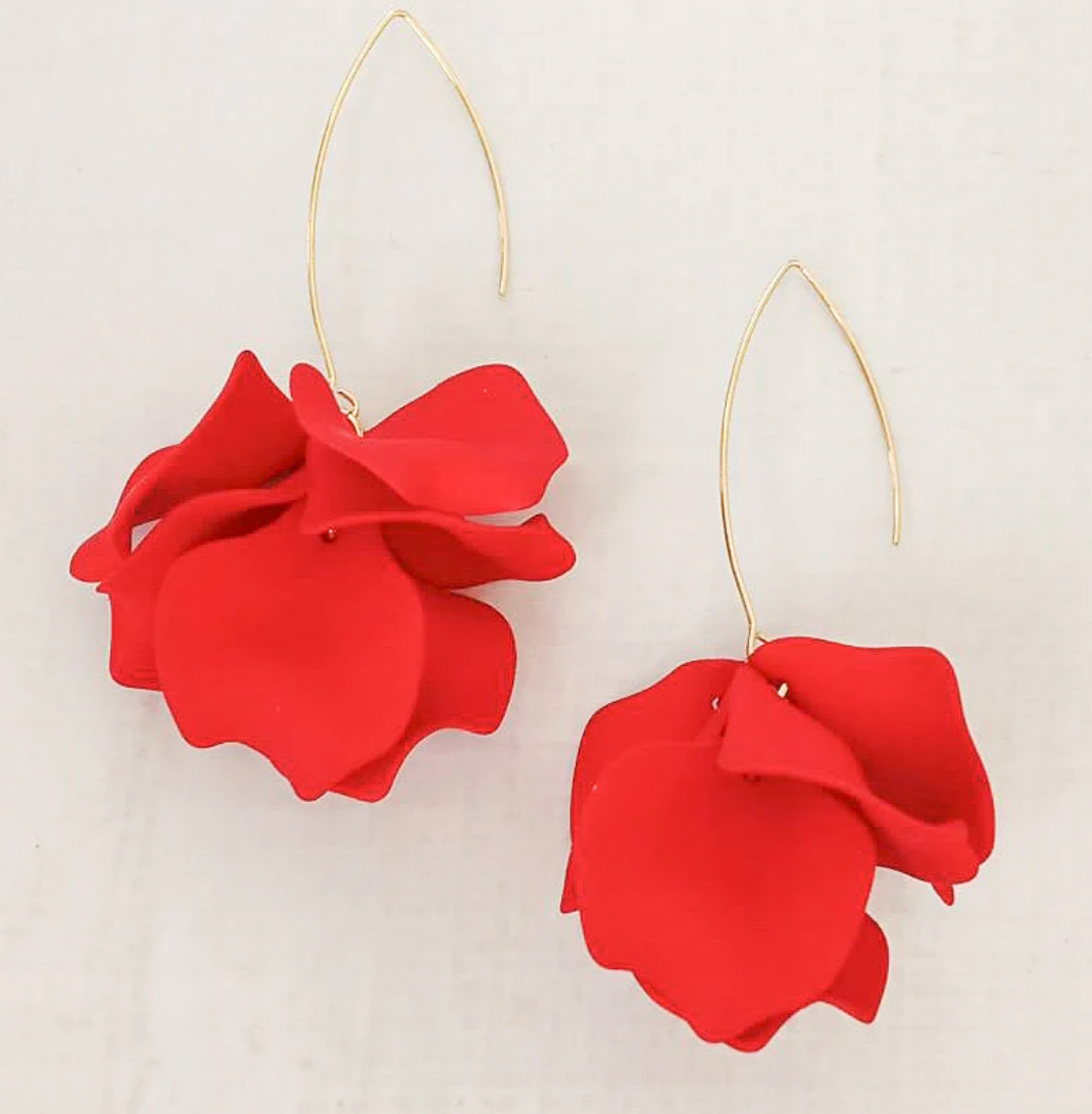 Virtue Jewelry Hyacinth Tiered Marquis Earrings - Red