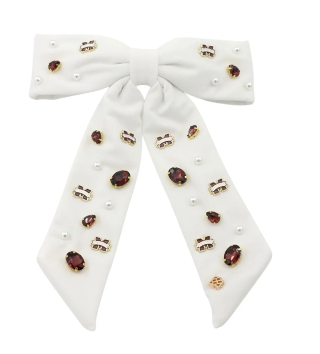 Brianna Cannon White Mississippi State Bow Barrette