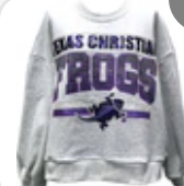 Queen of Sparkles Grey Texas Christian Frogs Vintage Sweatshirt