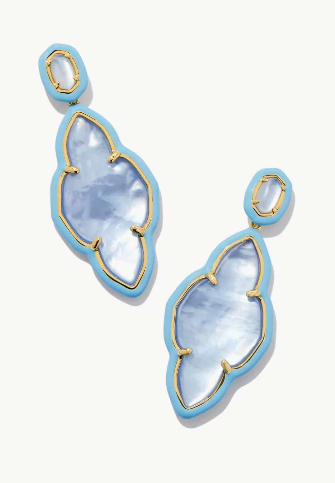 Kendra Scott Abbie Gold Enamel Frame Statment Earrings in Periwinkle Illusion