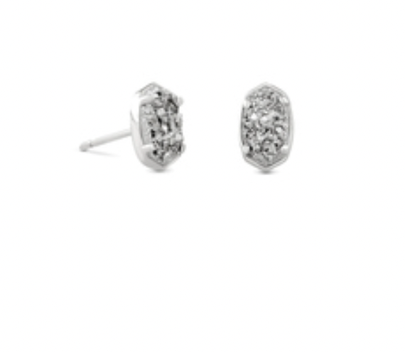 Kendra Scott Emilie Silver Stud Earrings in Platinum Drusy