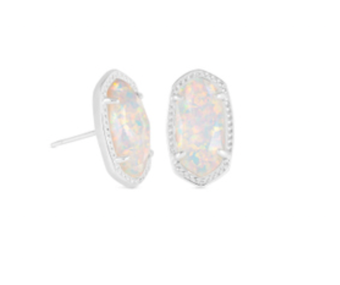 Kendra Scott Ellie Silver Studs in White Opal