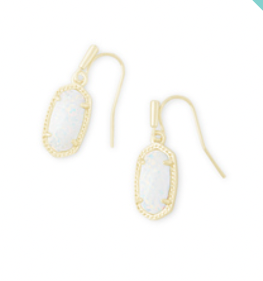 Kendra Scott Lee Drop Gold Earrings in White Opal