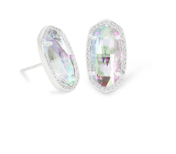 Kendra Scott Ellie Silver Stud Earrings in Dichroic Glass