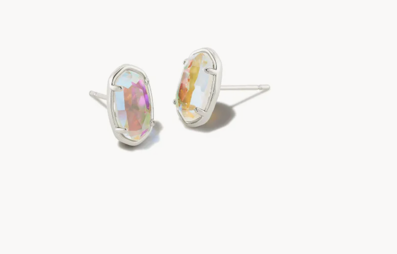 Kendra Scott Grayson Silver Stud Earrings in Dichroic Glass