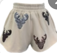 Queen of Sparkles Beige Deer Head Short