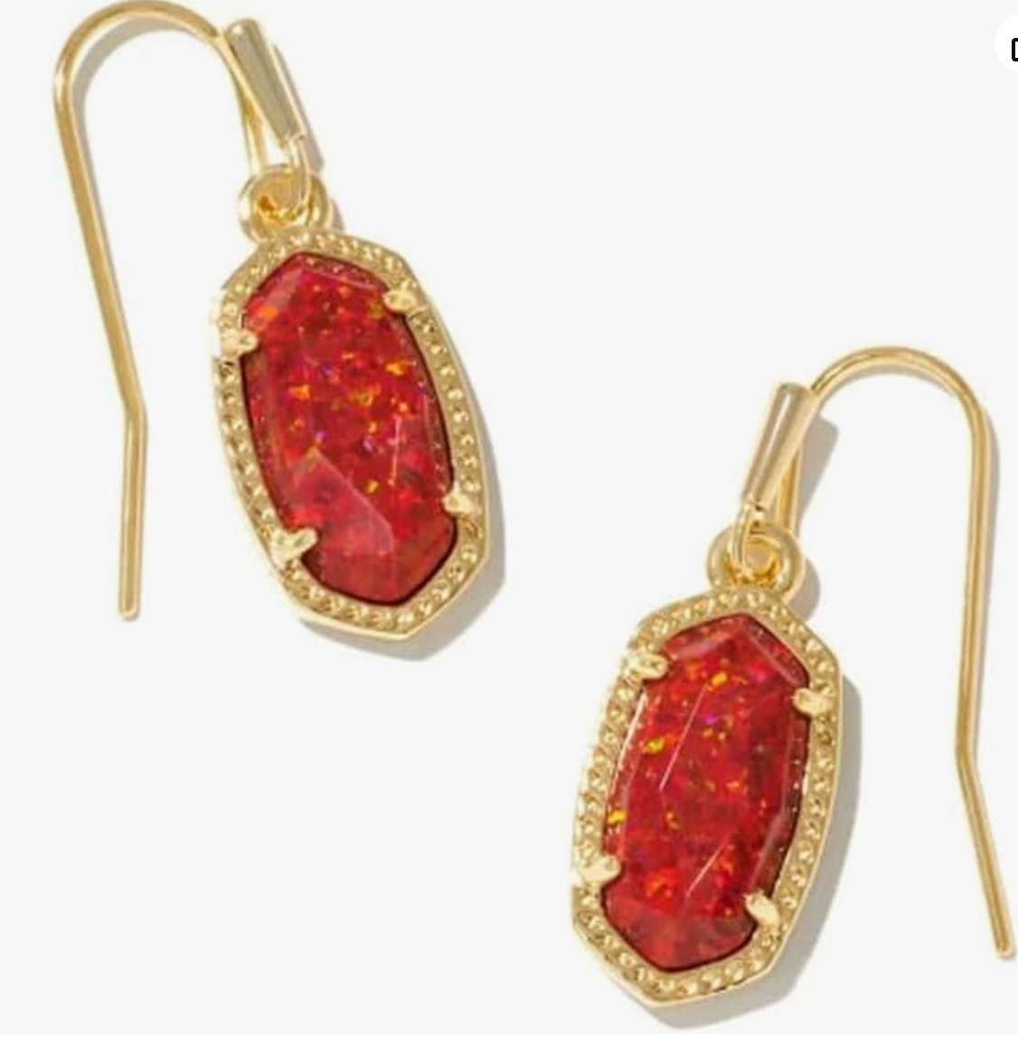 Kendra Scott Lee Gold Drop Earrings in Red Kyocera Opal