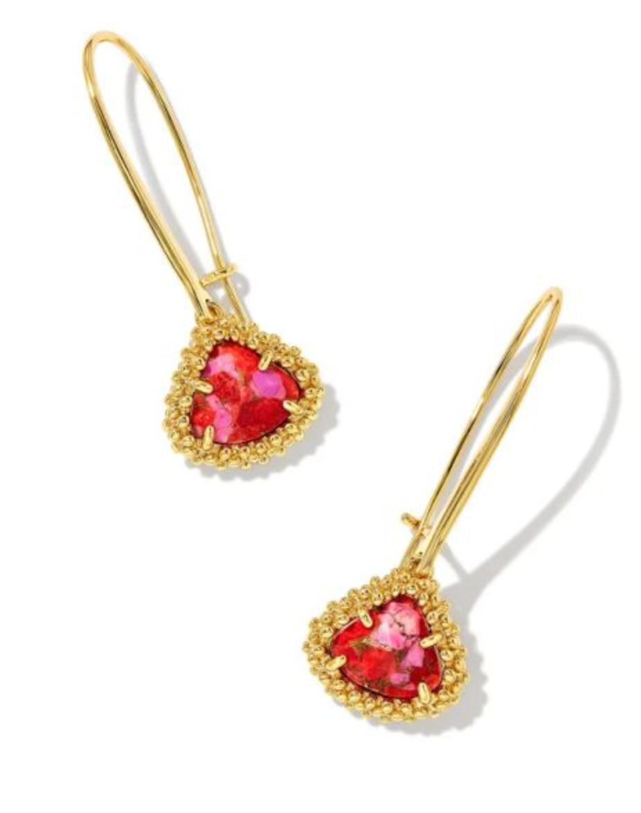 Kendra Scott Framed Kendall Gold Wire Drop Earrings in Fuchsia Magnesite