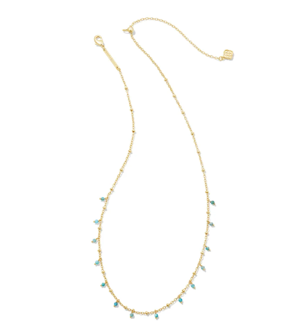 Kendra Scott Gold Camry Strand Necklace in Aqua Apatite