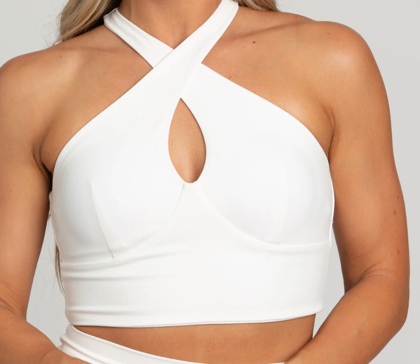 Gold Hinge White Cross Over Yoga Top