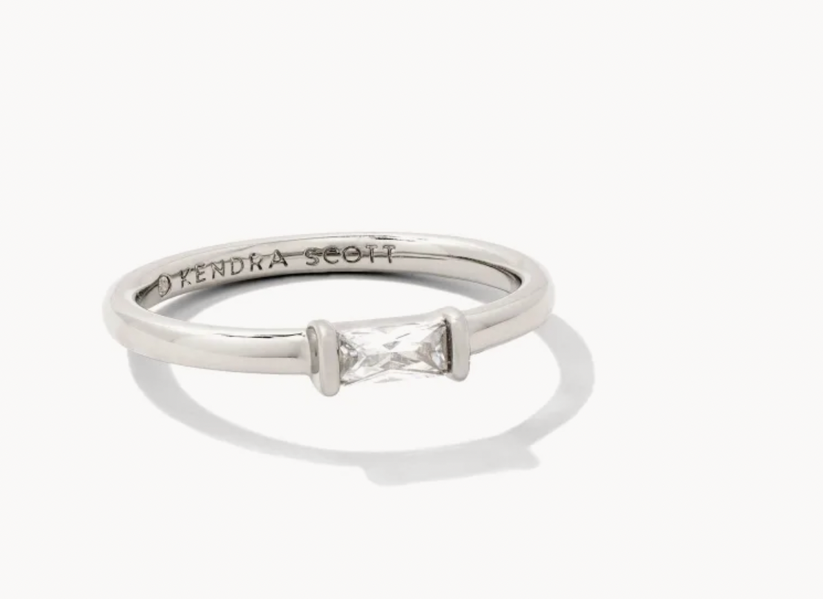 Kendra Scott Juliette Band Silver Ring in White Crystal