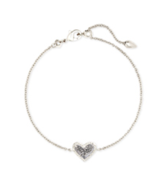 Kendra Scott Silver Ari Heart Chain Bracelet in Platinum Drusy