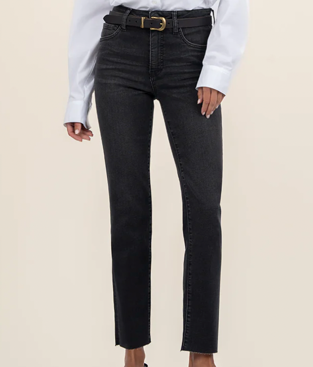 KUT Respectable Black Reese High Rise Ankle Straight Leg Jeans