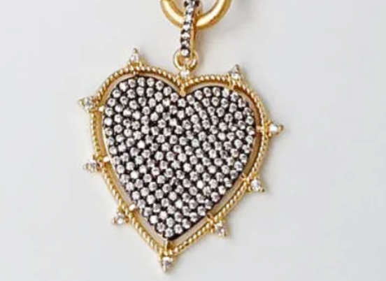 Virtue Jewelry Studded Pave Heart Charm -Gunmetal Stone