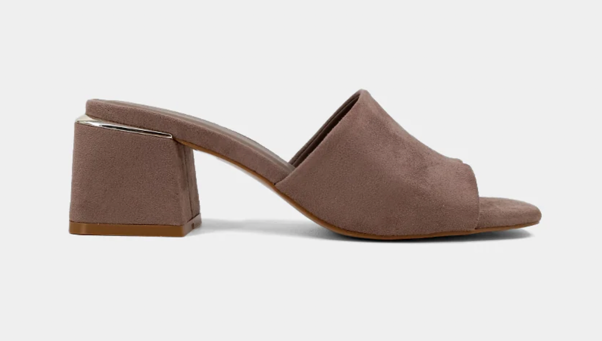 ShuShop Glinda Heel in Taupe Suede