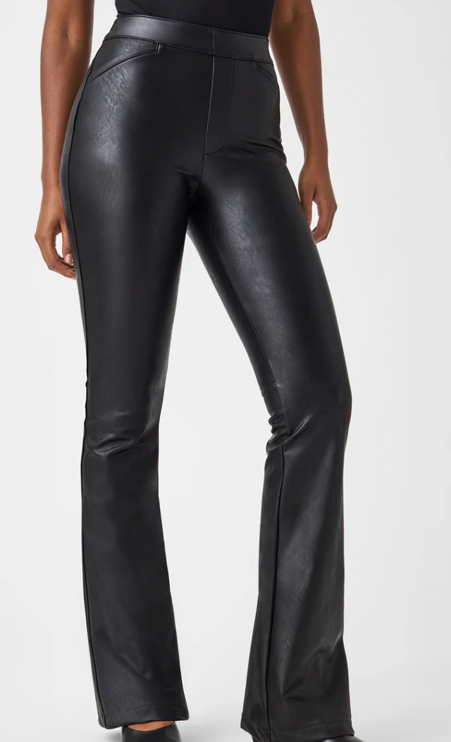 SPANX Leather Like Flare Pant- Luxe Black