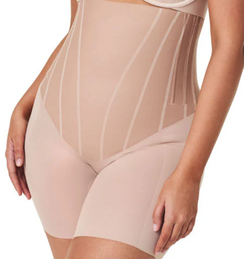 SPANX High Waist Mid Thigh Shorts- Natural Bronze