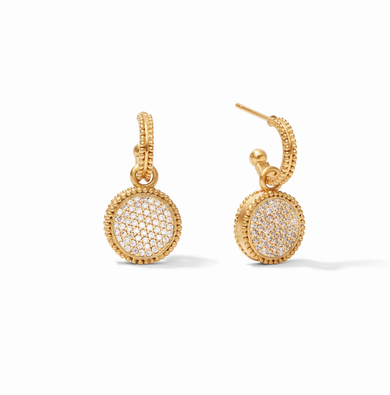 Julie Vos Fleur-de-lis Hoop & Charm Earring- Pavé Cubic Zirconia