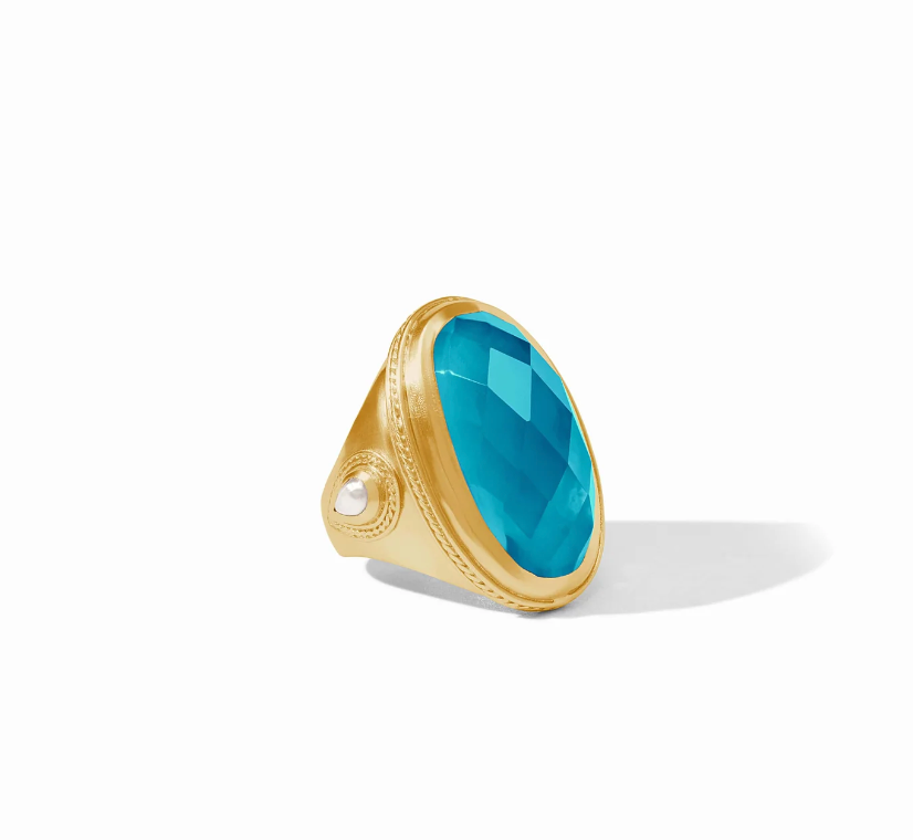 Julie Vos Cabochon Statement Ring- Iridescent London Blue