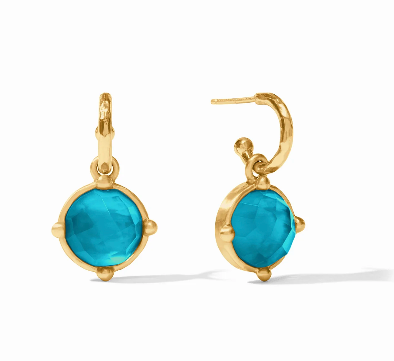 Julie Vos Honeybee Hoop & Charm Earring - Iridescent London Blue