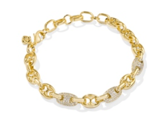 Kendra Scott Bailey Pave Chain Bracelet in Gold White Crystal