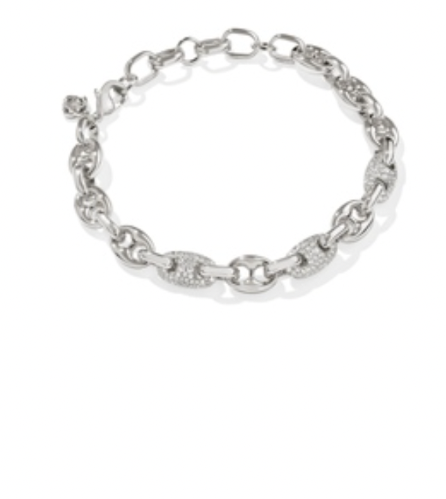 Kendra Scott Bailey Pave Chain Bracelet in Silver White Crystal