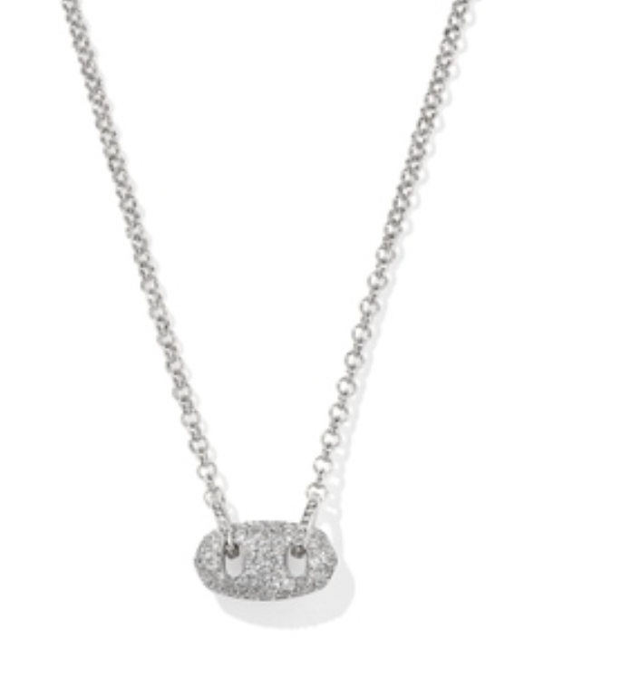 Kendra Scott Bailey Pave Short Pendant Necklace in Silver White Crystal