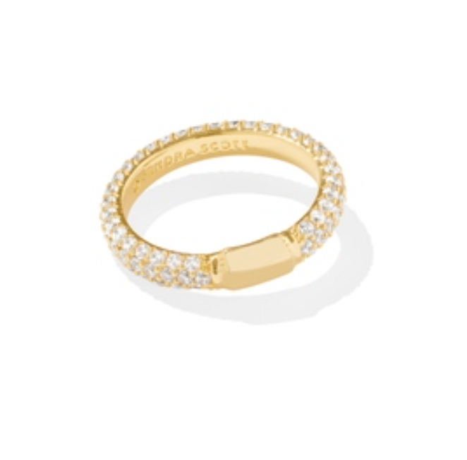 Kendra Scott Emery Band Ring in Gold White Crystal