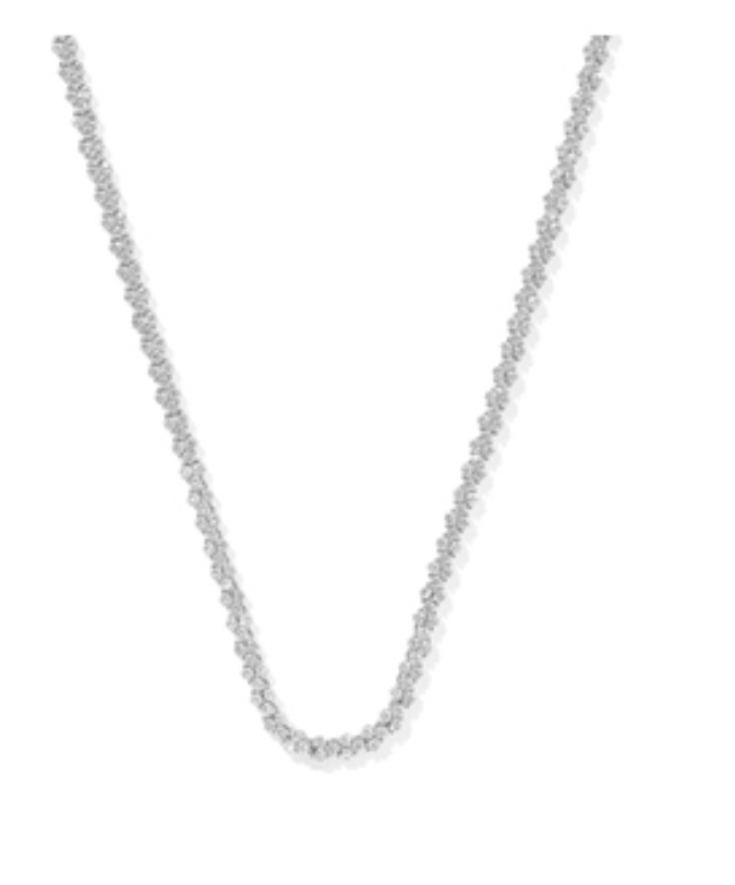 Kendra Scott Emery Tennis Necklace in Silver White Crystal